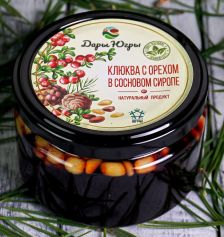 Клюква вяленая с ядром кедрового ореха в сиропе из молодых сосновых шишек 250 гр