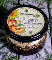 Микс из семечек (тыква, кунжут, подсолнечник) в сиропе из молодых сосновых шишек 250 гр 