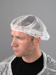 Шапочки-береты белые, сетка Ø 50 см, полиэстер (упаковка)