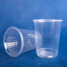 Стакан контейнер одноразовый 500 мл пластиковый прозрачный ребристый 80/20/1600
