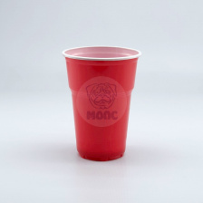 Стакан одноразовый 500мл пластиковый двухслойный Факел красно-белый Экстра 100/20/2000