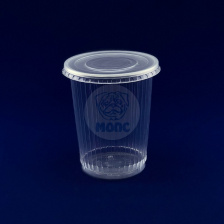 Контейнер пищевой одноразовый пластиковый 0,5л с крышкой Ребро Ф94,5х118мм 50/20/1000