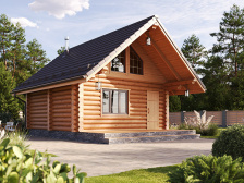 Баня 6х6 «Русская баня» с выносной крышей