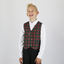 Жилет красно-зеленая клетка двубортный
