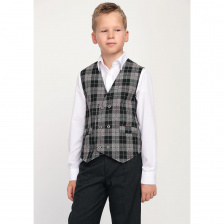 Жилет в серую крупную клетку классический двубортный