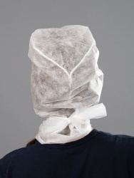 Шапочки-шлемы на цельн. завязках, белый, спанбонд 20 гр/м² (упаковка)