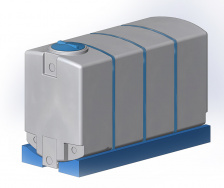 Пластиковая емкость 3750 л (4 куб.м) с полным сливом в обрешетке