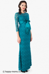 Бирюзовое платье для беременных из кружева