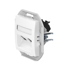 Розетка скрытой установки CADUCEUS ALING PRESTIGE двойная компьютерная с модулями Keystone RJ45 8P8C, cat.6, UTP, механизм (UTP - неэкранированный) (Артикул: 6015)