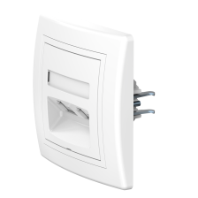 Розетка скрытой установки CADUCEUS ALING PRESTIGE с модулями Keystone 2хRJ12 6P6C cat. 3, двойная, телефонная (Артикул: 6131)