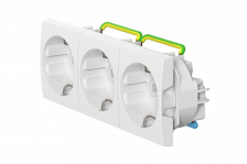 Розетка CADUCEUS ALING MODE электрическая, трехместная, модульная, для скрытой проводки, механизм, 16А, 250 В~ (Артикул: 66513)