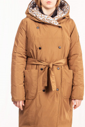 Удлинённая женская утеплённая парка с поясом