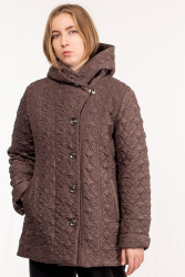 Женская утеплённая куртка с декоративной стёжкой и капюшоном