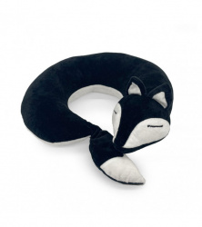 Подушка для шеи лиса, черная, 32 см, Mi142
