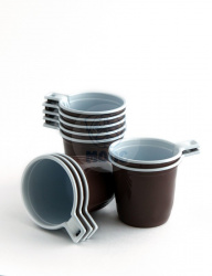 Чашка кофейная одноразовая 200мл пластиковая коричнево-белая Эконом 50/30/1500