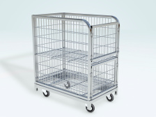 Контейнер сетчатый на колёсах с 2-мя регулируемыми полками.