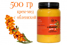 Мед-суфле, Планета Алтай, крем-мед с облепихой, 0,5 кг