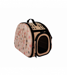 Переноска для животных, жесткий каркас, с рисунком, бежевая, 5648