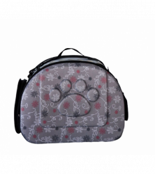 Переноска для животных, жесткий каркас, с рисунком, серая, 5647