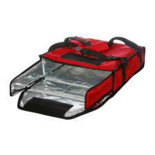 Термосумка на 2 пиццы 350х350х100 мм фольгированная красная с вентиляцией