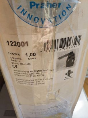 Кран-бабочка Praher S4 PVC DN125 d140 PN10 122001 
