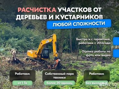 Расчистка территорий от деревьев и пней от 1 Га