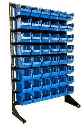 Стеллаж с пластиковыми ящиками для запчастей