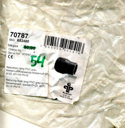 Муфта переходная d25-20-16, PN16 +GF+ длинная PVC-U 