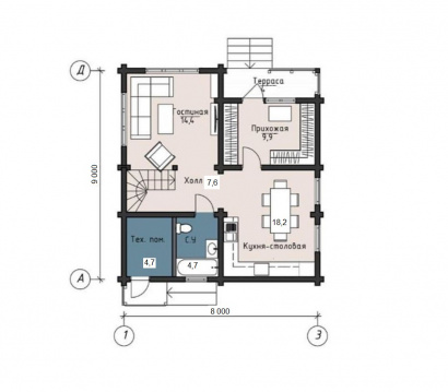 Дом из бруса "Гестия"