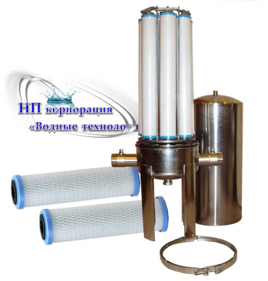 Промышленный угольный фильтр Ресурс-18АУ-Фл (20") корпус нержавеющая сталь