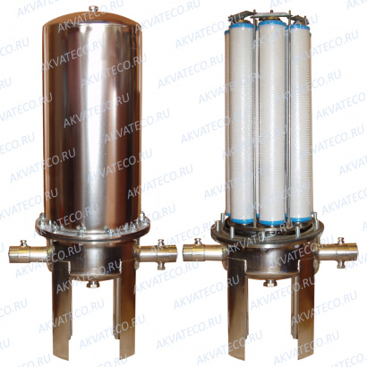 Промышленный угольный фильтр Ресурс-18АУ-Фл (20") корпус нержавеющая сталь