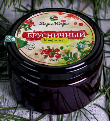 Конфитюр брусничный из лесной - дикорастущей брусники 240 гр 