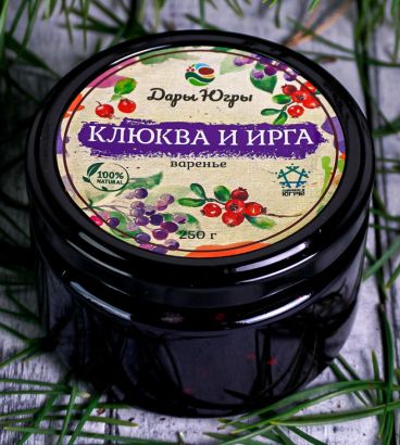 Варенье ассорти из лесной - дикорастущей ирги и клюквы 250 гр