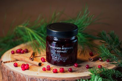Джем - томленная лесная - дикорастущая брусника и корица 200 гр 