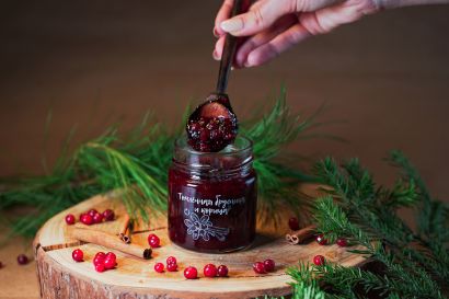 Джем - томленная лесная - дикорастущая брусника и корица 200 гр 