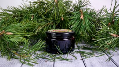 Клюква лесная - дикорастущая в сосновом сиропе из молодых сосновых шишек 250 гр