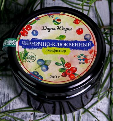 Конфитюр из лесной - дикорастущей черники и клюквы 240 гр