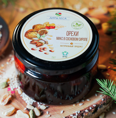Ореховый микс в сиропе из молодых сосновых шишек 250 гр