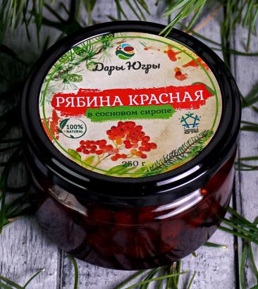 Лесная - дикорастущая красная рябина в сосновом сиропе из молодых сосновых шишек 250 гр