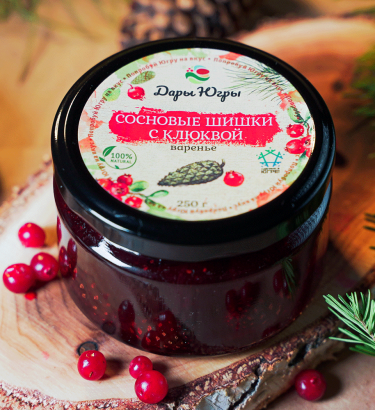 Молодые сосновые шишки с лесной - дикорастущей клюквой 250 гр