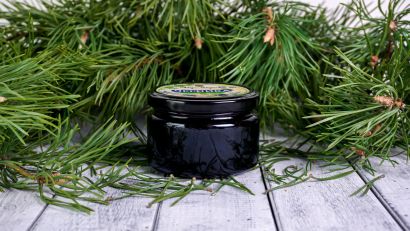 Черника лесная - дикорастущая в сосновом сиропе из молодых сосновых шишек 250 гр 