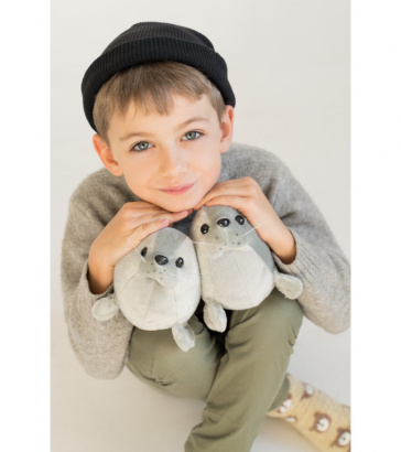 Мягкая игрушка нерпа Мультик, серый, 27 см, Mi015