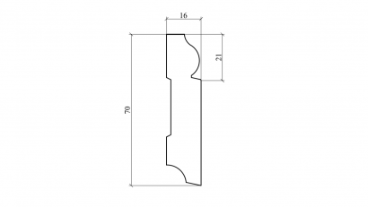 Плинтус Волна Дуб 70мм напольный