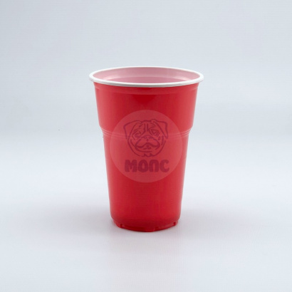 Стакан одноразовый 500мл пластиковый двухслойный Факел красно-белый Экстра 100/20/2000
