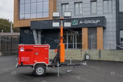 Мачта освещения мобильная передвижная на автомобильном прицепе