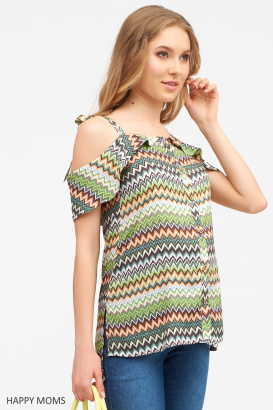 Блузка для беременных и кормящих с воланами