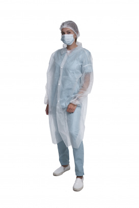 Халат одноразовый на кнопках рукав на резинке