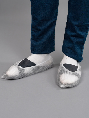 Бахилы низкие на резинке, белые, спанбонд 20 гр/м (упаковка)