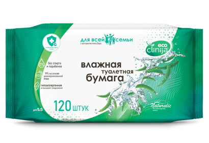 Влажная туалетная бумага с Алоэ вера «Для всей семьи»
