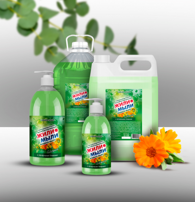 Жидкое мыло «Жили-Мыли‎» Антибактериальное с Лечебными травами 1 л, Дозатор, Флакон